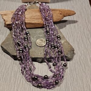 Amethyst, Pearl And Sterlking Silver.  6 Strands!  NWOT Gorgeous!